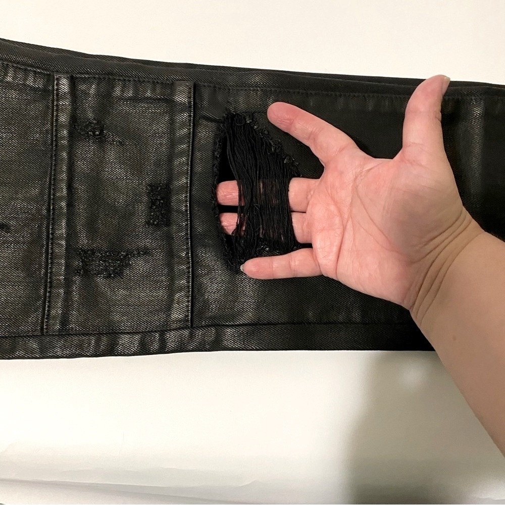 Men's Crysp Denim Black WAX DENIM DISTRESSED JEANS 34W x 33L - Picture 4 of 14